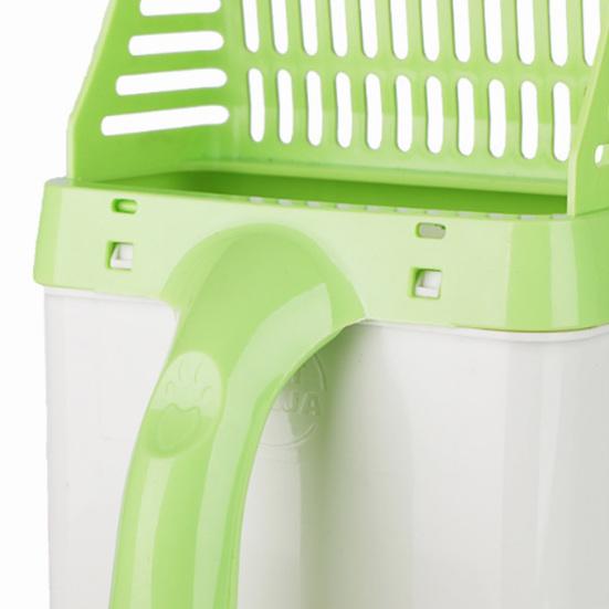 Cat Litter Scoop with Bag Holder Mess-Free Kitty Litter Box Sifter with Refill Bags Spill-Proof Cat Poop Scooper for Easy One-Handed Cleaning