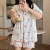 Pajamas Female Summer Cartoon Young Ladies Students Cardigan Short-Sleeved Shorts Thin Section Homewear Two-Piece Suit