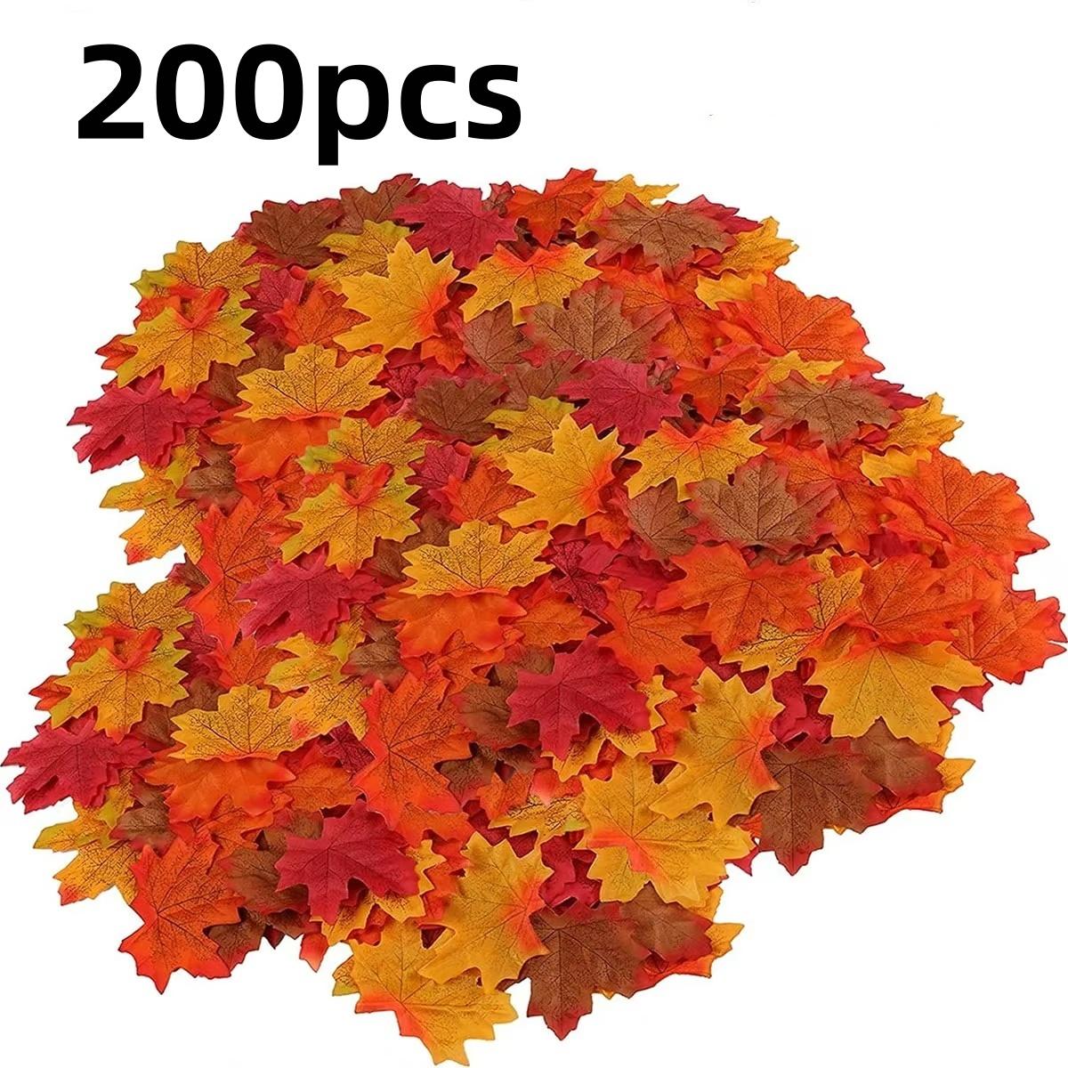 

200/400pcs Halloween Artificial Maple Leaves Thanksgiving Day Home Decoration Wedding Party Craft Vase Table Decorative Props other