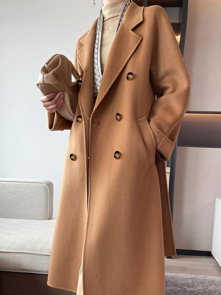 Women's Long Camel Double-Faced Coat: 30% Cashmere, 70% Wool - New Fall/Winter 2024