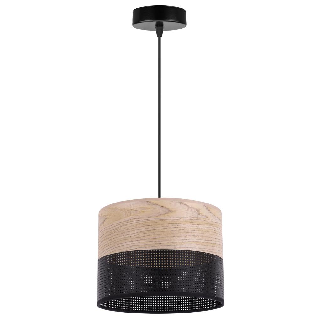 Single Hanging Lamp Classic Oak Veneer Lampshade 20Cm