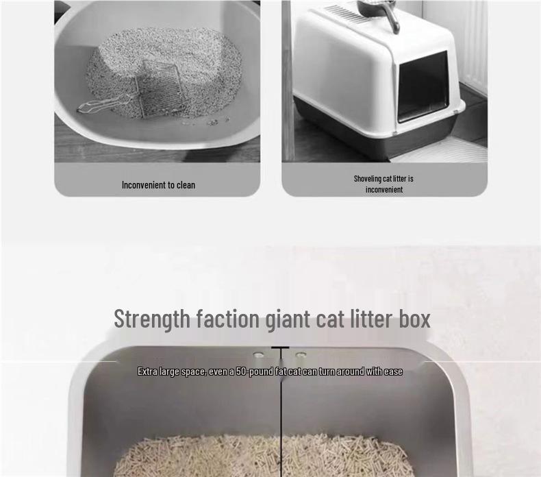 Rechteckige Katzentoilette aus Edelstahl, Spritzschutz, Leicht zu reinigen, Großes Fassungsvermögen