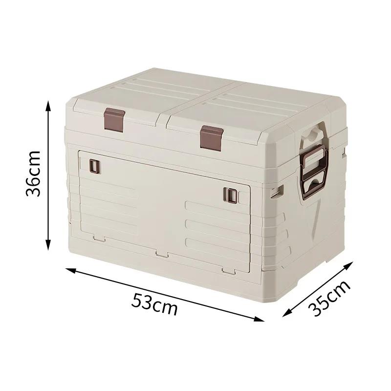 Double-Layered Picnic Storage Box, Folding Design for Outdoor Use with Multi-Functional Organizer