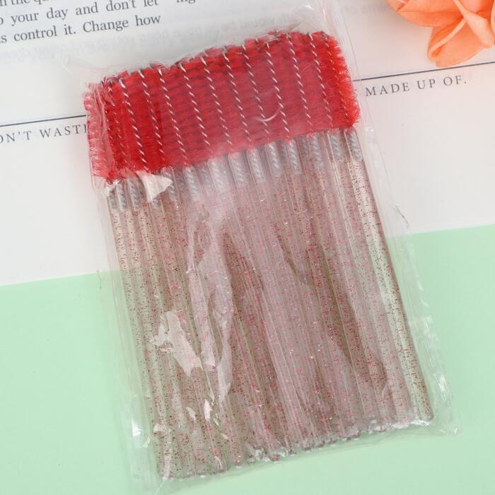 50-Pack Portable Multi-Purpose Eyelash and Eyebrow Crystal Handle Brushes