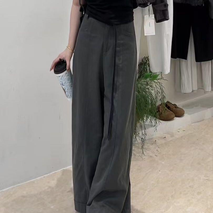 

This Year s Trendy Gray Wide-Leg Women s Pants: New Spring Loose, Slimming, Versatile, Casual, Fashionable Long Straight-Leg Style. XL (approx. 120-130 lbs)