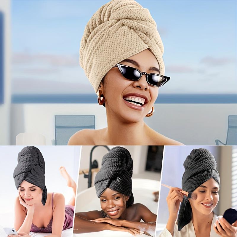 New Microfiber Hair Towel Extra Wrap Quick Dry Hair Towel Wrap With Elastic Band , Ultra Absorbent Soft Hair Towel Wrap Turban