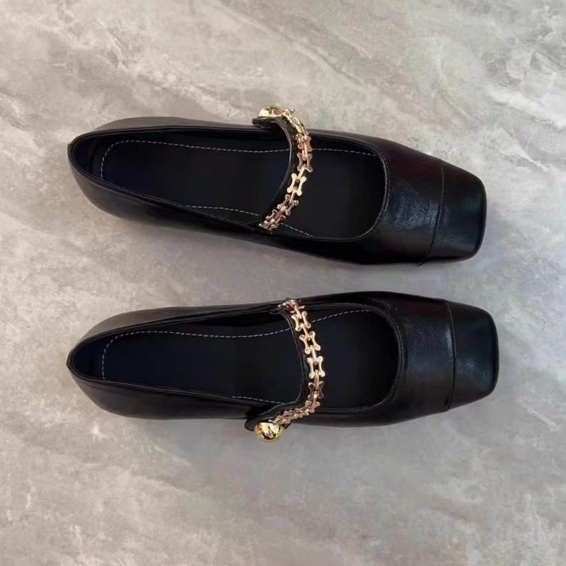 Fashion 2025 new Square Toe Single Shoes for Women New Spring Autumn French Flat Leather Shoes Mary Jane Women's Shoes Heels