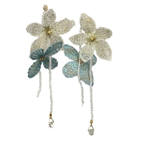 

Женское колье-чокер Ручная вышивка Преувеличенный декор большим цветком Серьги с кисточками и искусственным жемчугом Праздничные украшения Подарок A