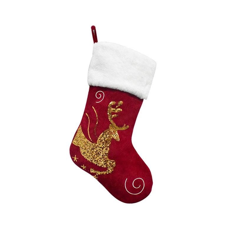 2026 Velvet Christmas Stockings with Sequins, Embroidery, Snowflake & Deer Patterns