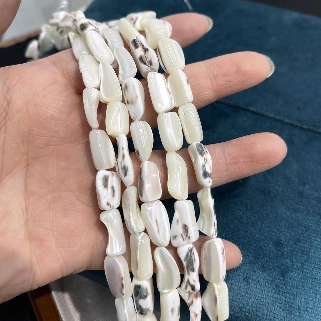 5String, White Natural Freshwater Shell Beads, 12×20-13×22mm, Handmade Horseshoe Irregular Shell Beads for DIY Jewelry Making 18cm