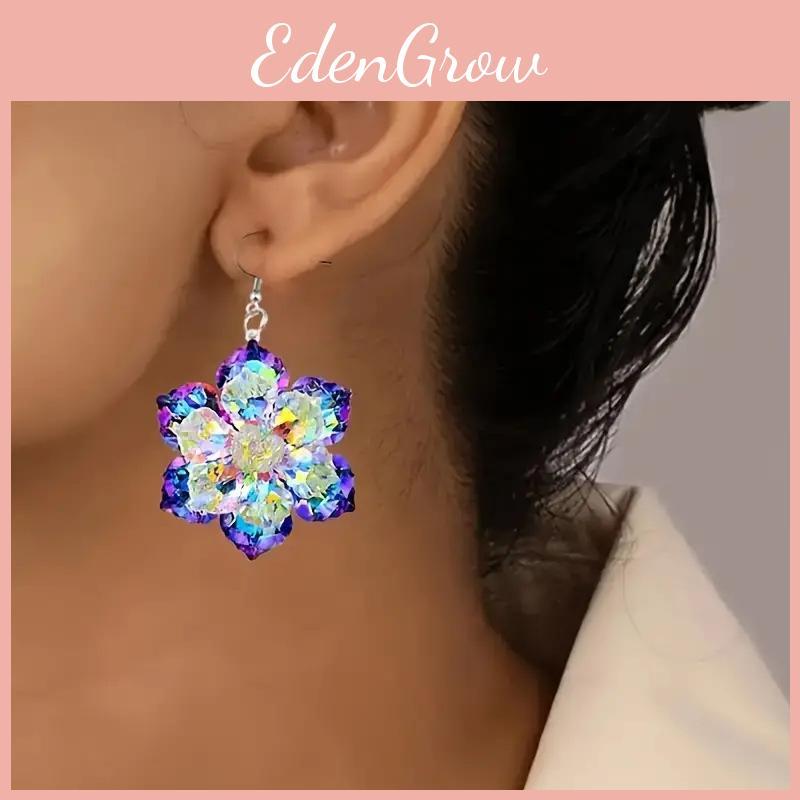 Winter Season Artistic Acrylic Earrings With Crystal Clear Snowflake And Leaf Patterns For Women