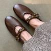 Fashion Fashion Buckle Strap Women Flat Leather Shoes Mary Jane Elegant Versatile Women Shoes 2025 High Quality Shallow Comfy Soft Flats