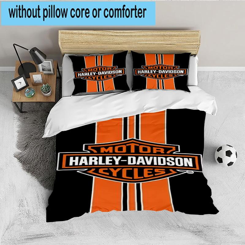 Harley-davidson Motorcycle Artwork 3PCS Bedding set,Ideal for 1pc Duvet Cover And 2pcs Pillowcases Perfect for Fan gift,Ideal for Bedroom, Dormitory