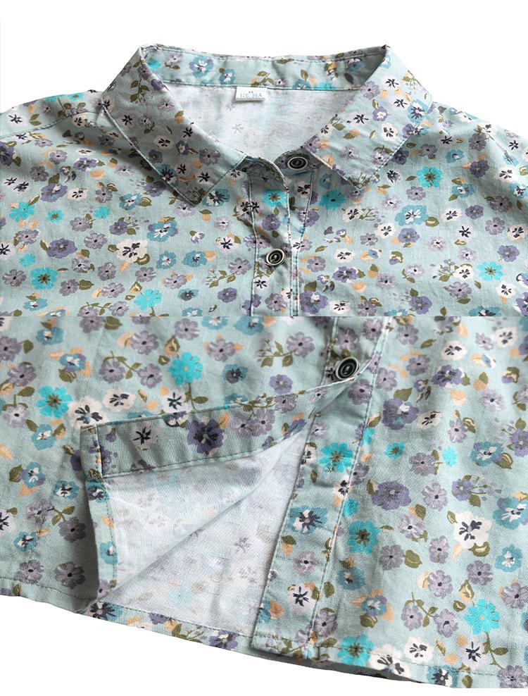 2026 Pure Cotton Loose Mid-Sleeve Shirt for Middle-Aged & Elderly Women