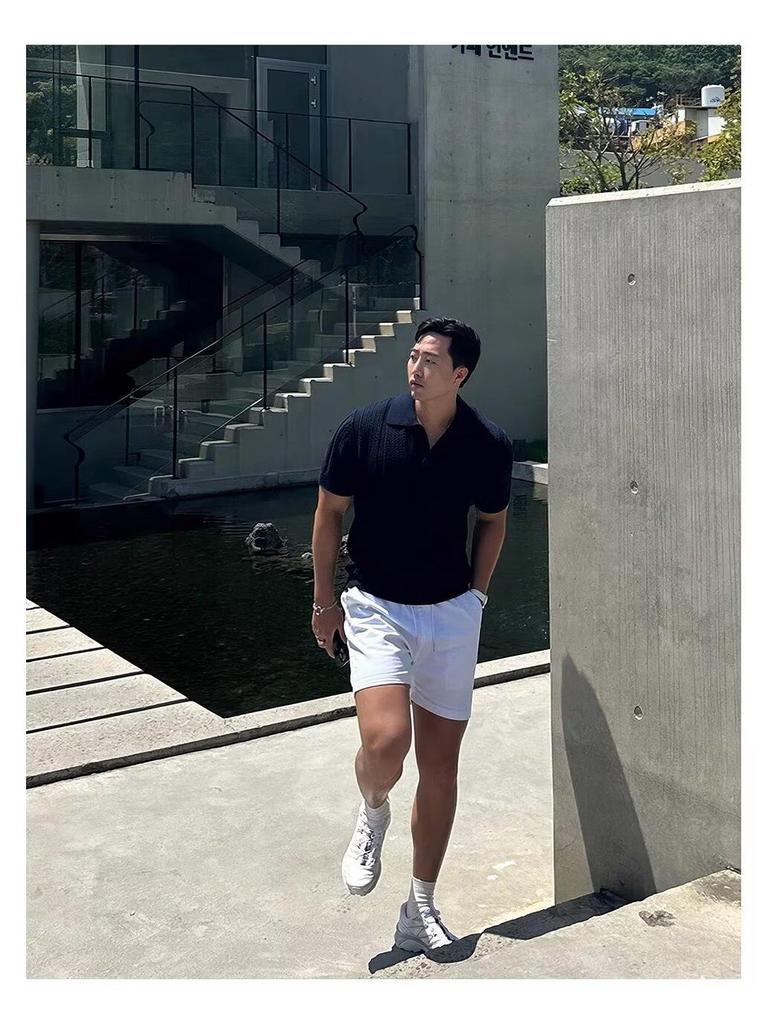 Men's High Street Summer Polo Shirt - Knitted Short Sleeve, Lapel, Cooling Pullover