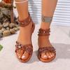 New Designer Women's Sandals Gladiator Flat Shoes Ladies Elegant Casual Summer Rivet Footwear for Girl Outdoor Sandals