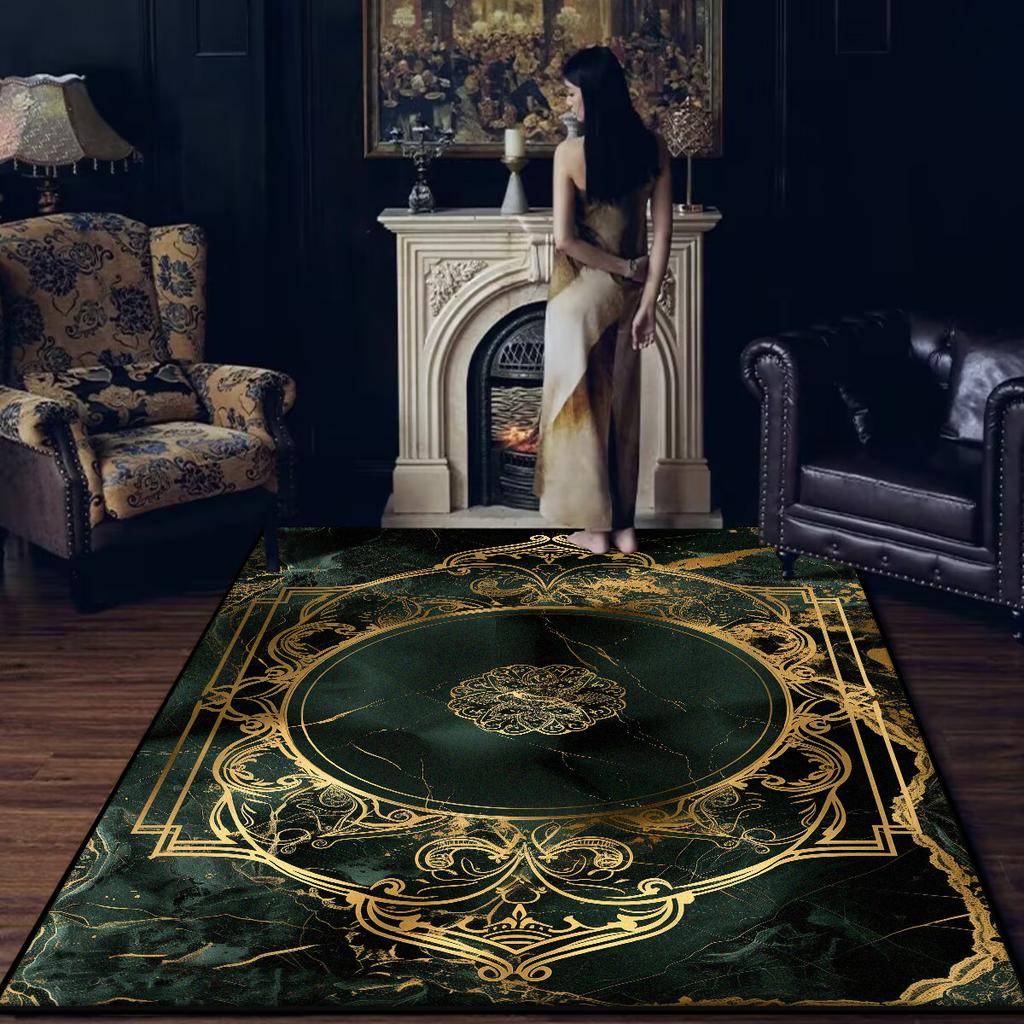 Modern Luxury Black Carpet for Living Room Washable Decoration Home Chinese Style Rugs for Bedroom Non-slip Large Rug Bath mat