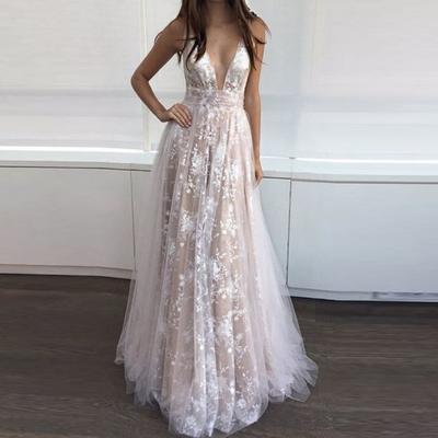 Women Wedding Bride Bridesmaids Elegant Sleeveless Mesh Lace Suspender Strap Maxi Long Dress Party Ball Gown