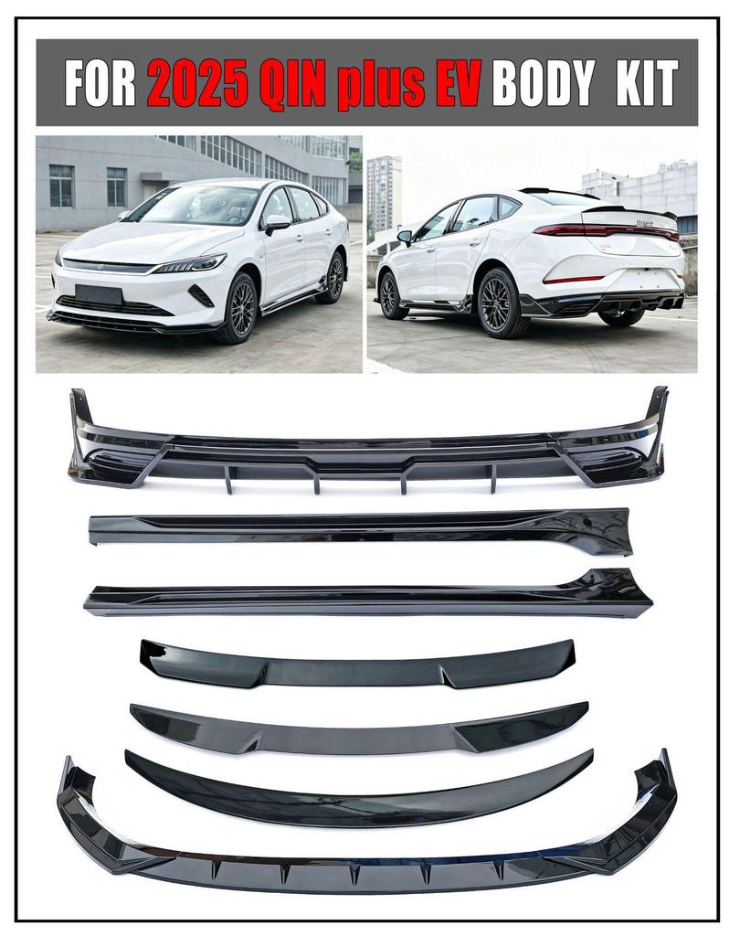 Compatible Modified Roof and Rear Spoiler Kit for 25 Qin PLUS DMi EV Models - Includes Rear Diffuser, Front Splitter, Front Lip, and Rear Bumper.