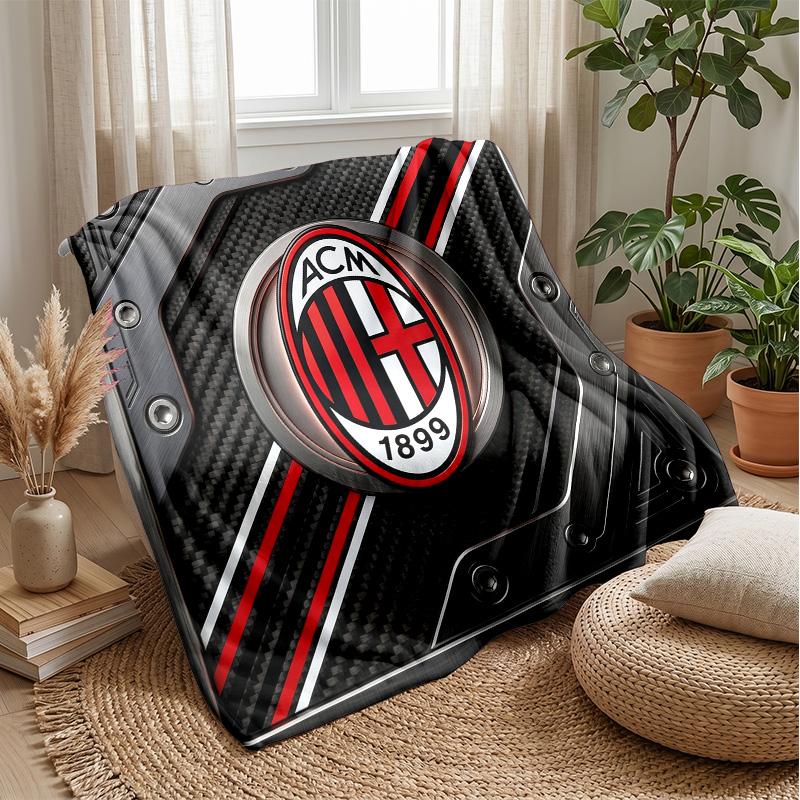 AC Milan Theme Blanket Soft Flannel Blanket Plush Throw Blanket Cozy Sofa Bed Blanket for Home Decor