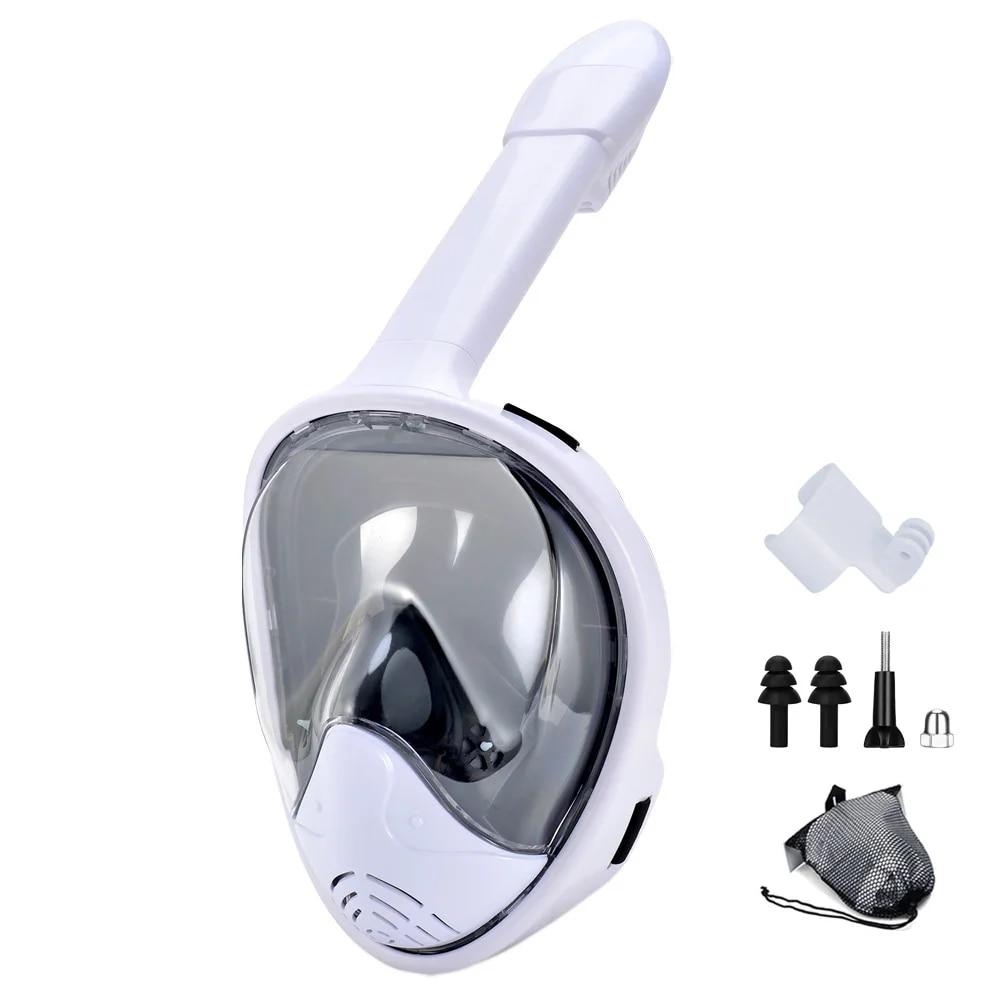 Full Face Snorkel Mask with Detachable Camera Mount,Snorkeling Swimming Diving Mask Wide View Anti-Fog Anti-Leak for Adult Youth