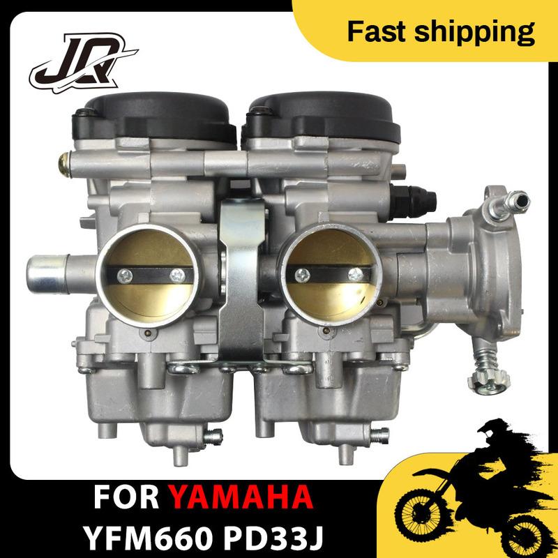 Choice Twin cylinder carburetor For YAMAHA YFM660 PD33J RAPTOR 660 660R YFM660 YFM 660 660R 4X4 CARB 2001-2005 04 Motocross ATV