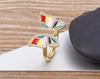 High Quality New Style INS Butterfly Enamel Dripping Oil Glazed Geometric Ring 5 Colors for Women Party Friendship Jewelry Gift