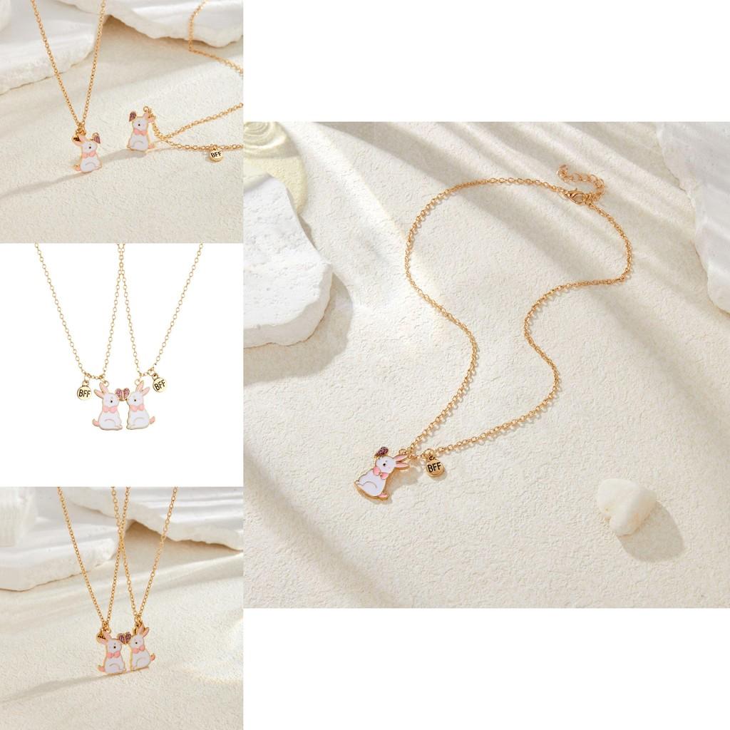 Enchanting Bunny Themed Necklace Set For Children Featuring Colorful Heart Design Easter For