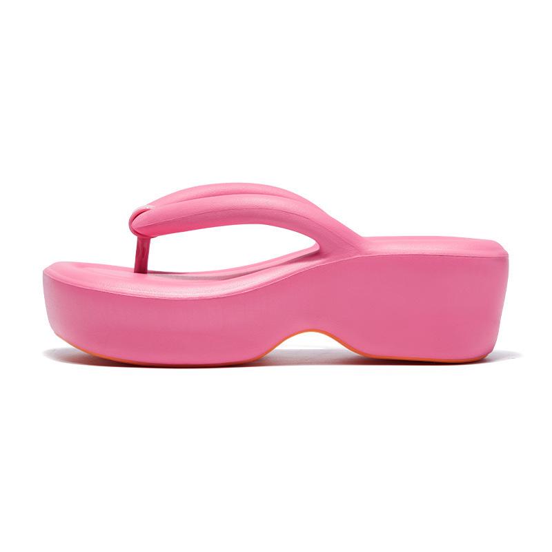 Women s Summer Platform Wedge Heel Round Toe Flip-Flop Sandals 36