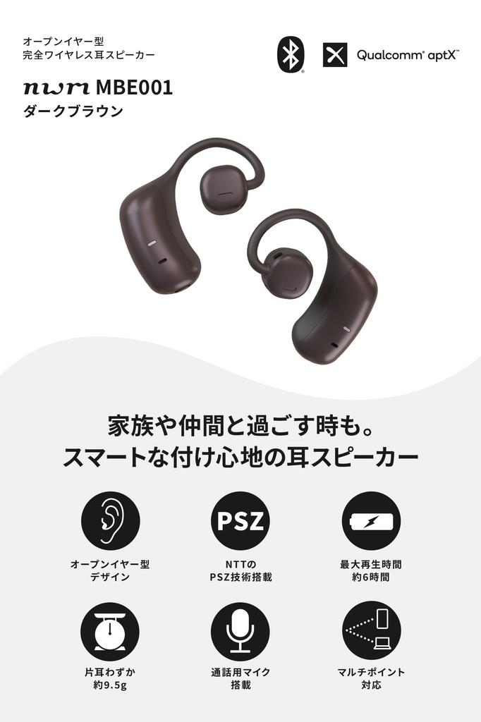 NTT Sonority Wireless Personal Ear Speaker NWM MBE001 Dunkelbraun Kabellose Kopfhörer