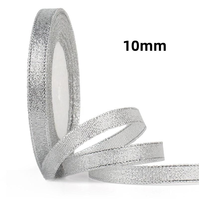 25Yards/Lot 6mm-40mm Gold Silver Glitter Ribbon For DIY Bow Crafts Gift Wrapping Wedding Christmas Decoration Sewing Accessories