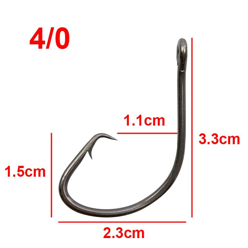 50pcs 7381 High Carbon Steel Fishing Hooks Black Wide Gap Offset Sport Circle Bait Fishing Hook Size 1 1/0 2/0 3/0 4/0 5/0