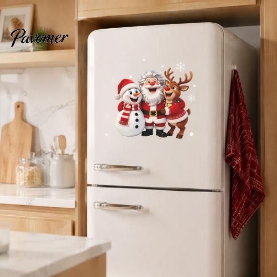Environmentally Friendly PVC Decals Christmas Window Clings, Peel And Stick Winter Santa Snowman Reindeer Glass Door Holiday Stickers Decals,