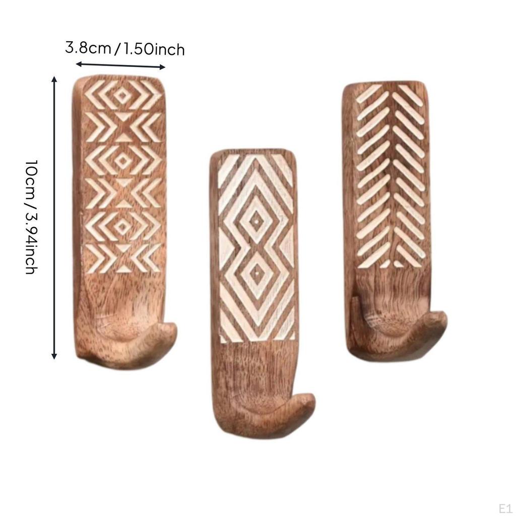 Wooden Wall Hook Retro Design Key Rustic Wood for Bedroom, Hallway