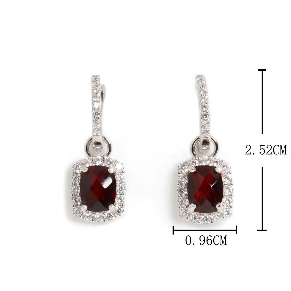 Bolaijewelry Gorgeous Elegant Unique Design January Birthstone Natural Garnet Special Cut Gemstone Earrings Women's 925 Silver Jewelry Gift