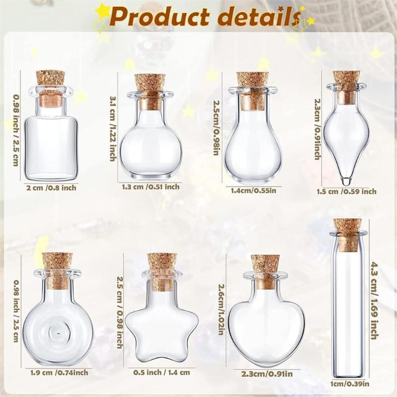 Elegant Mini Glass Wishing Bottles Jars with Cork Stoppers Set for Storing Dream DIY Crafts Projects Beads Container