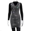 Women's Grid Flash Diamond Fishnet Dress Spice Girl Wind Dress Sex Dress