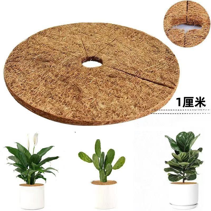 Round Coconut Coir Mat for Plant Pots 20cm Diameter with Central Hole and Opening Flat Surface Mat for Gardening Soil Retention and Weed Prevention