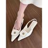 Xiaoxiangfeng Camellia Pointed Head Bag Head Sandals Women's 2025 Spring New High Heels Women's Fashion Versatile Stiletto Short Heels