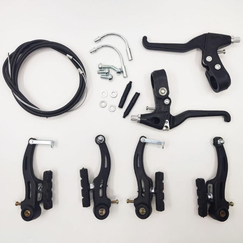 Bike Front Rear V Brake Set Aluminum Alloy Mountain Road Bike V Brake Set Riding Accessories Black Mountain Bike Brake Set