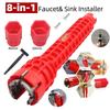 8 In 1 Sink Faucet Wrench Repair Tool Non-slip Kitchen Bathroom Faucet Assembly Key Plumbing Installation Wrench