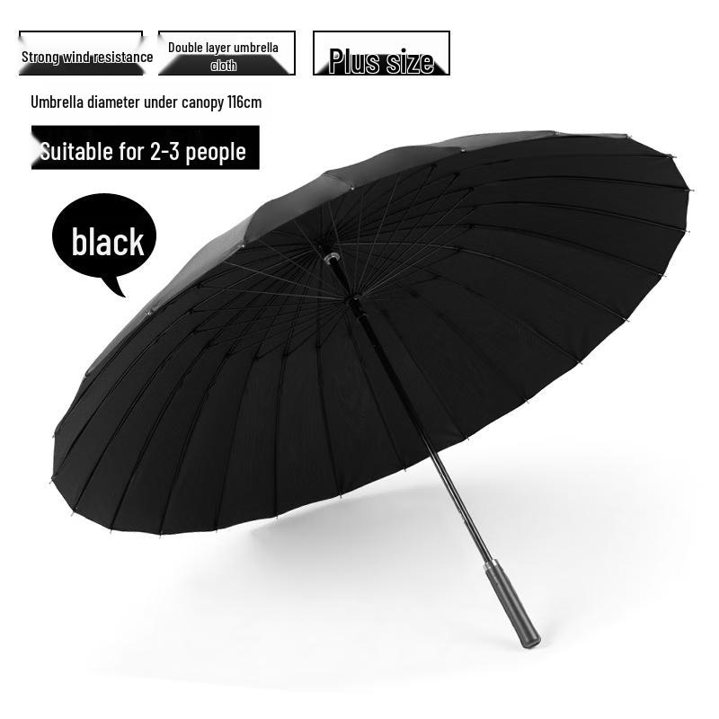 Peleim 24-Rib Double-Layer Windproof Straight Umbrella