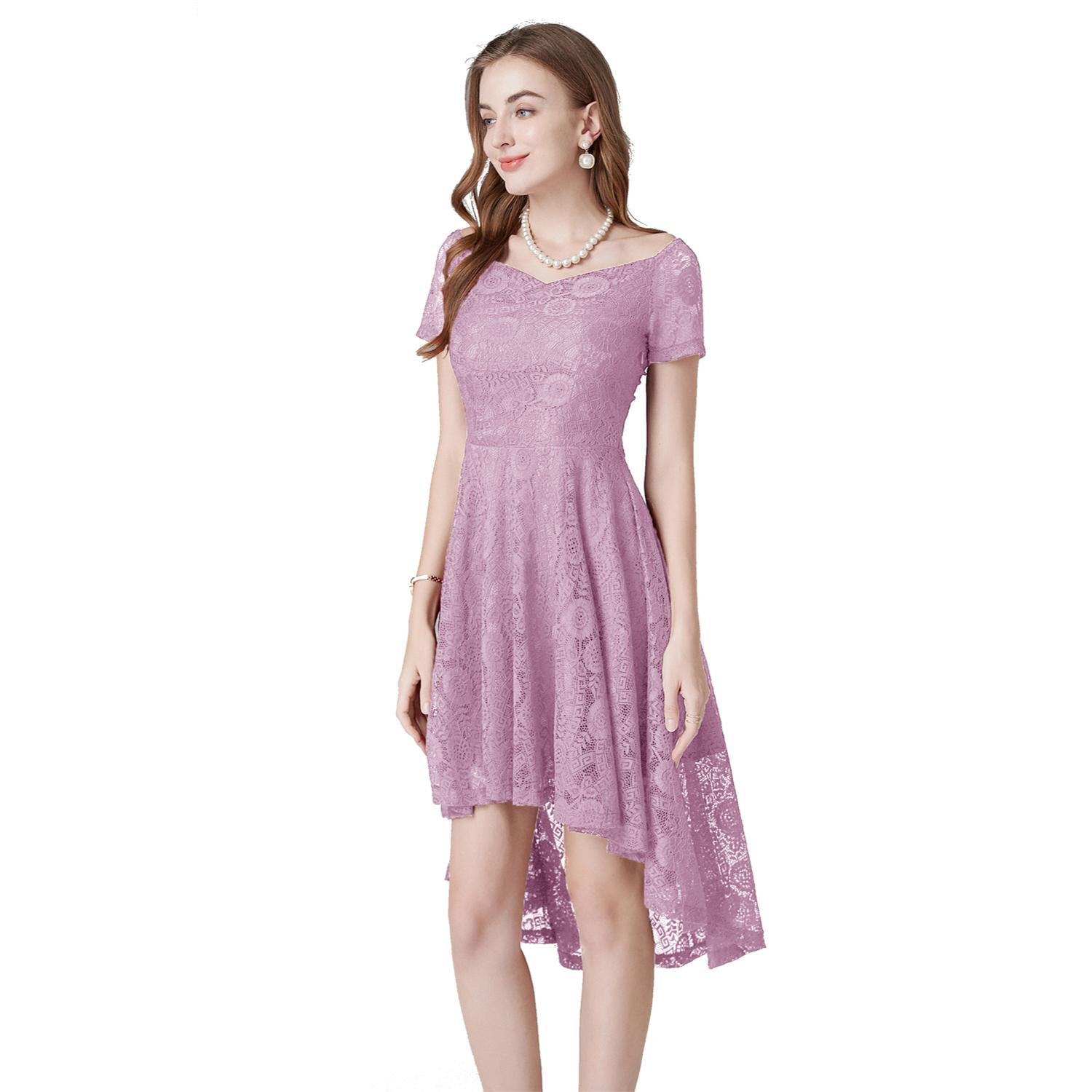 

Женское вечернее платье миди, кружевное платье с вырезом в форме сердца, высокие и низкие подолы, ретро-платья, бальное платье для выпускного вечера, свадебные наряды подружки невесты XXL фиолетовый