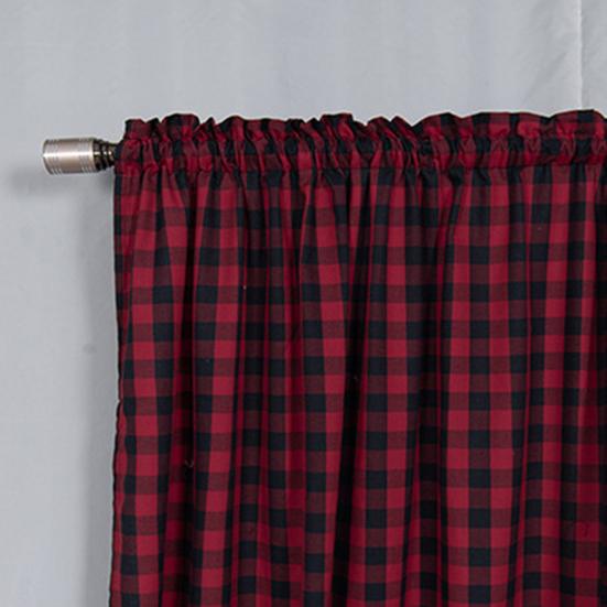 Useful Pocket Curtain Non-fading Plaid Thick Decorative Rod Pocket Valance for Living Room