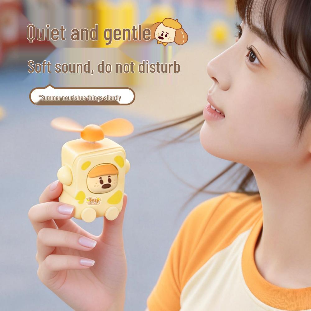 Cartoon Mini USB Rechargeable Silent Fan for Kids and Students