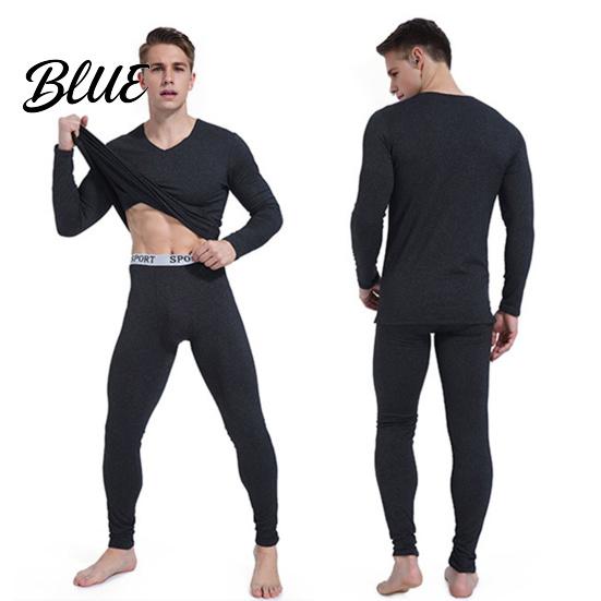 Anti-static Thermal Suit Plush Lined Underwear Set Winter Men 2 Pcs/Set V Neck Seamless Long