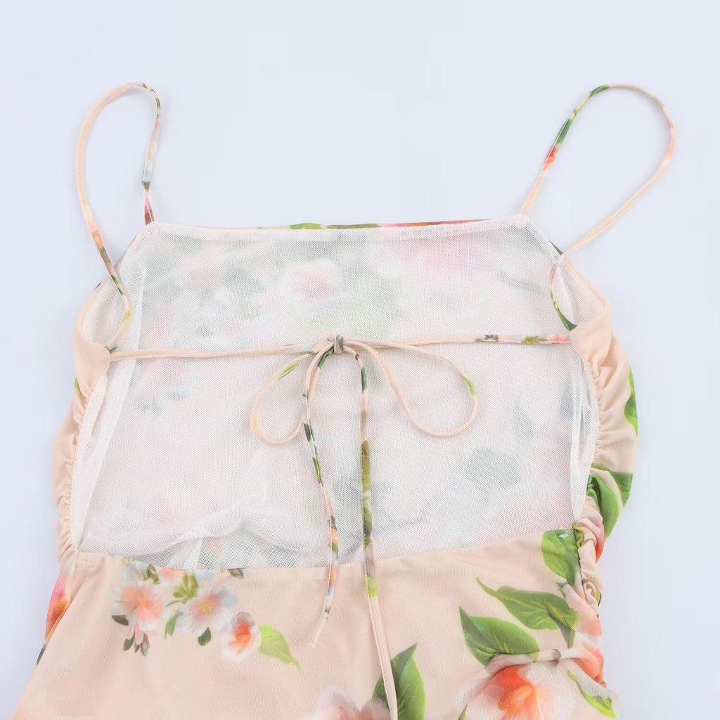 Spring 2025 Women's European & American Style Layered Slimming Printed Dress