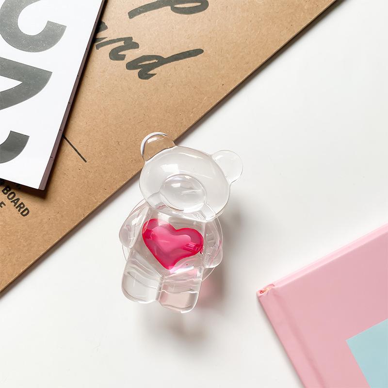 Creative Mobile Phone Airbag Bracket Transparent Love Bear Solid Color Simple Paste Retractable Airbag Mobile Phone Ring
