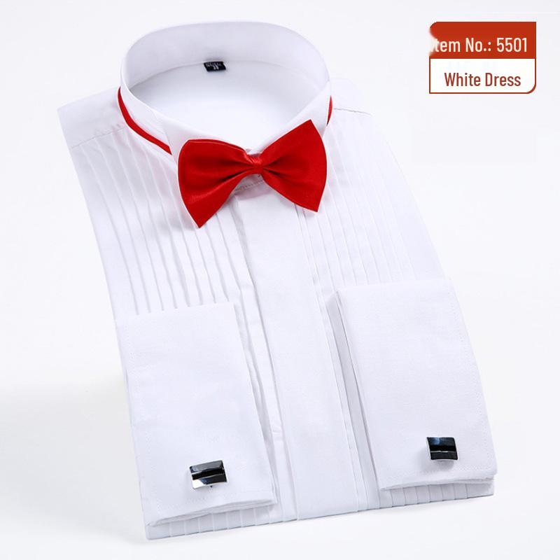 

Men s Swallow Collar French Cuff Long Sleeve Wedding Dress Shirt M