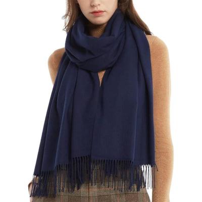 European-American Thickened Warm Winter Scarf: Long, Wide, Imitation Cashmere Shawl In Solid Colors